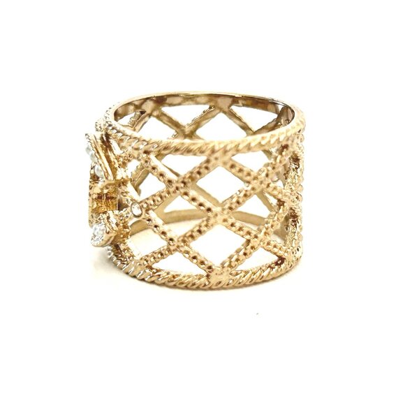 Chanel Gold Tone Faux Pearls and Strass CC Band RIng  EUC - Picture 5 of 12